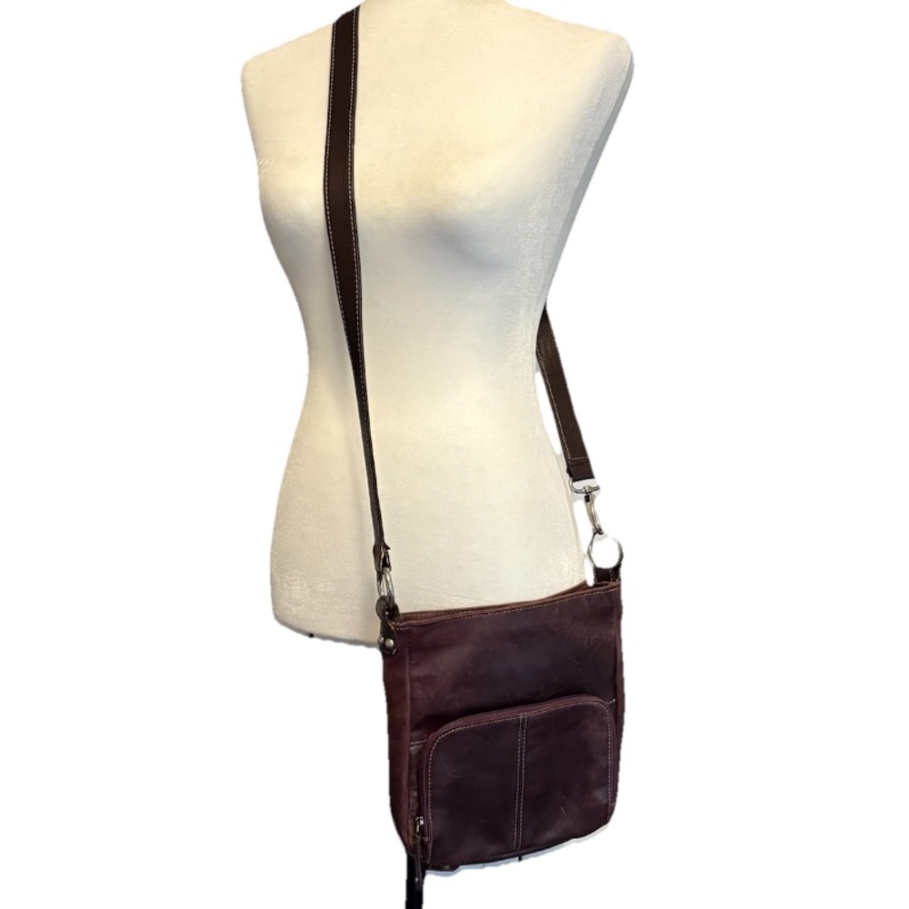 Danier Brown Leather Crossbody Bag With Leather Strap